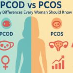 “Infographic comparing PCOD vs PCOS, showing key differences in symptoms, fertility, and health risks in women’s reproductive health.”